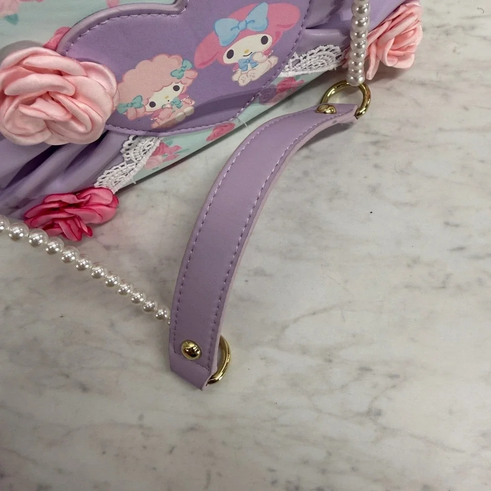 Sanrio My Melody My Sweet Piano Floral Pearl Strap Shoulder Bag Pastel Kawaii